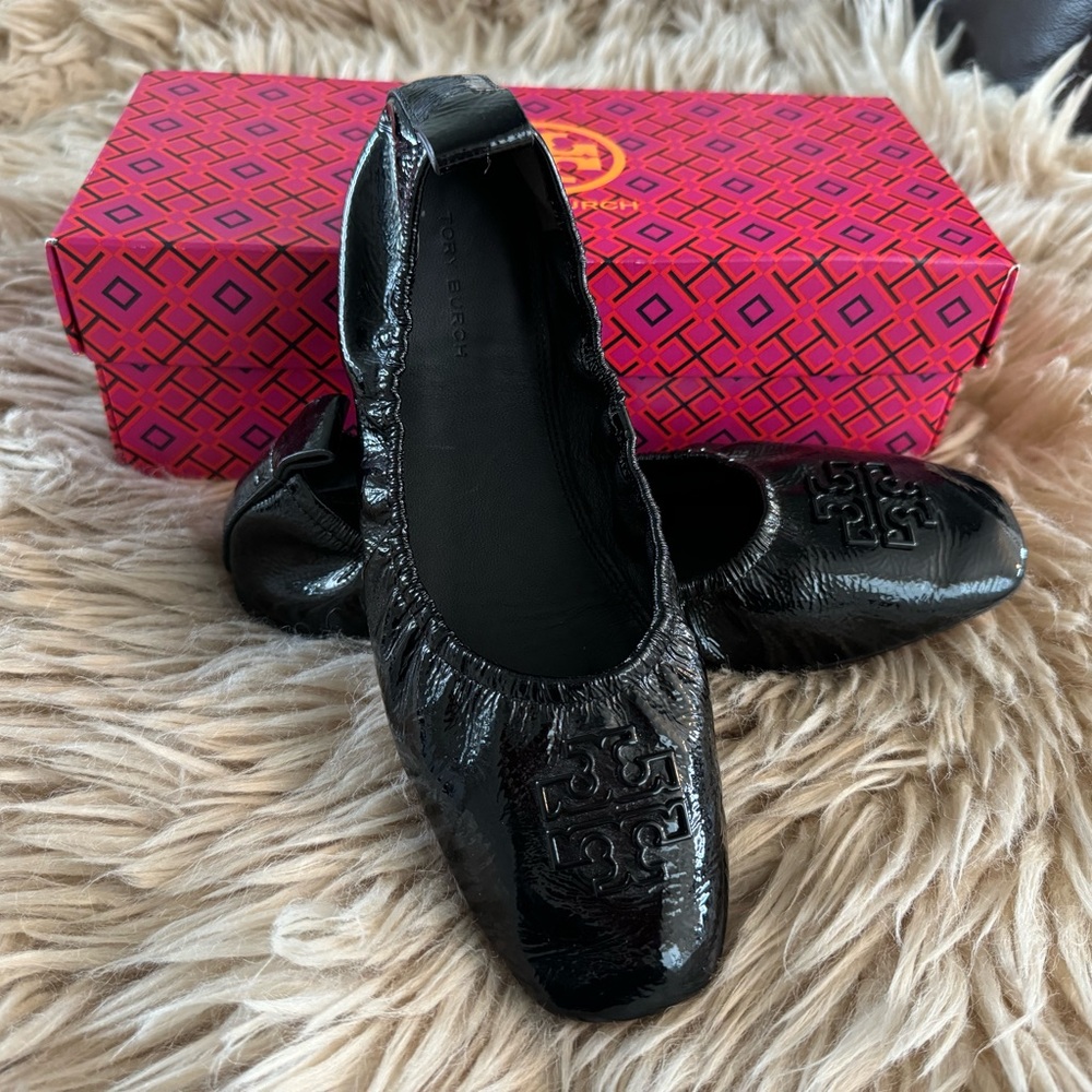 Tory Burch Patent Black Ballet Flats